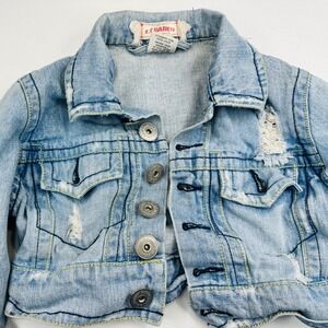 Z Cavaricci Denim Jacket Womens XS Light Blue Good Distressed Cropped Vintage